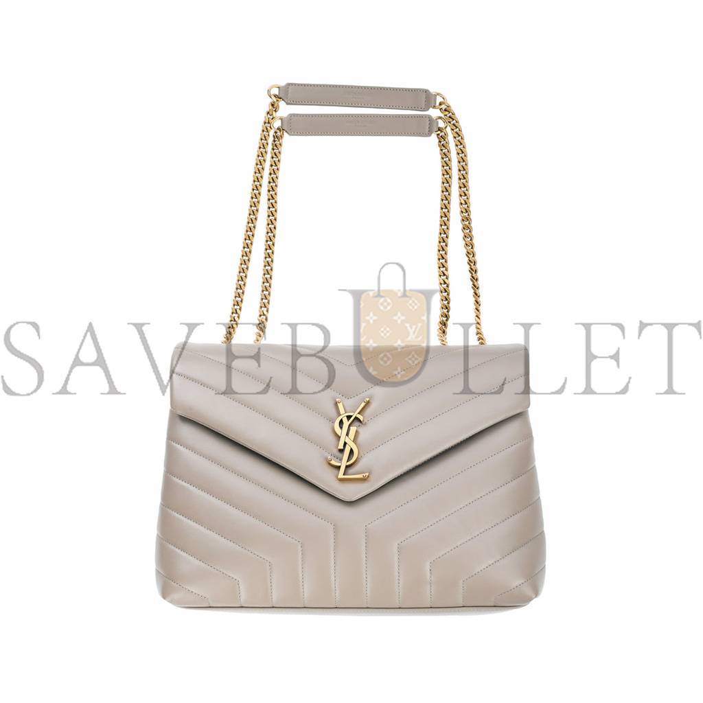 y*l Sa**t Lau*nt loulou greyish brown medium shoulder bag in quilted leather 392288 (32*22*11cm)